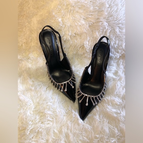 Steve Madden Black Slingback Heels with Rhinestone Detailing - Picture 15 of 16